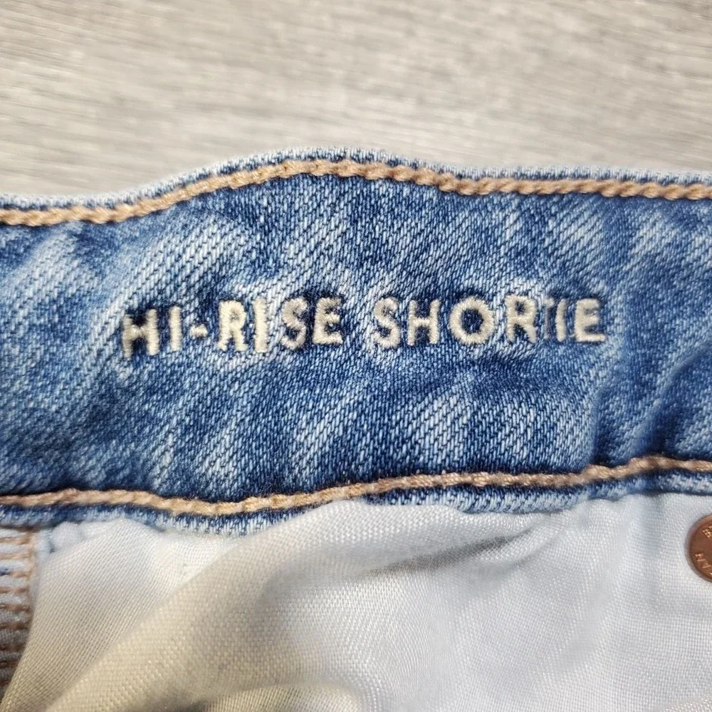 American Eagle Super Stretch Hi-Rise Shortie Denim Cutoff Shorts Women 4 Blue
